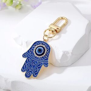 Key holder HAMSA 🪬 zinc alloy Blue and Gold color